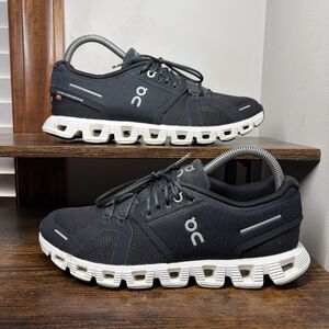 On Cloud 5 59.98904 Black White Mesh Walking Running Shoes Womens 8